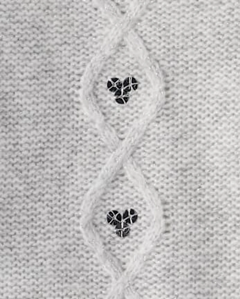 Toddler Girls Sequin Cable Knit Super Soft Sweater
