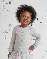 Pull super doux en maille torsadée à paillettes pour petite fille