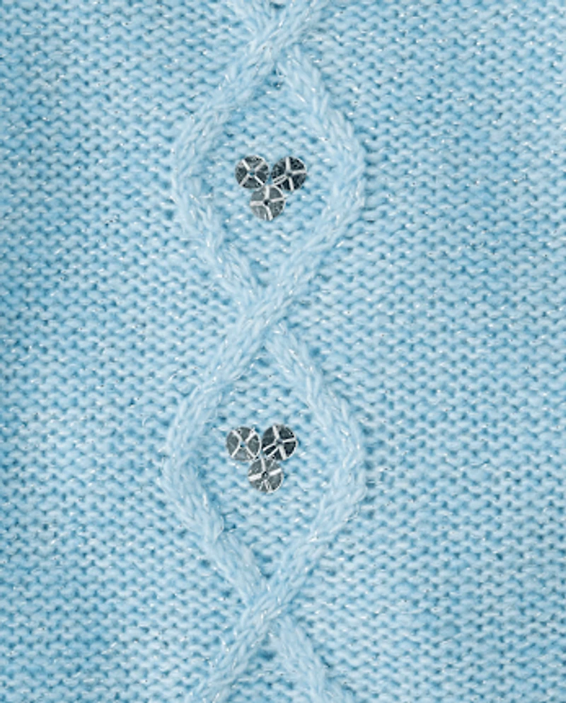 Toddler Girls Sequin Cable Knit Super Soft Sweater