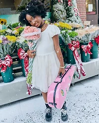 Robe ajustée et évasée en maille à volants pailletés pour fille