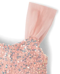 Robe ajustée et évasée en maille à paillettes pour fille