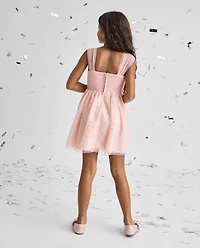 Girls Sequin Mesh Fit And Flare Dress