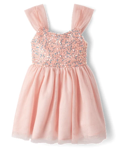 Robe ajustée et évasée en maille à paillettes pour fille