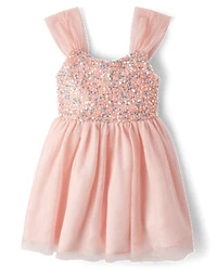 Robe ajustée et évasée en maille à paillettes pour fille