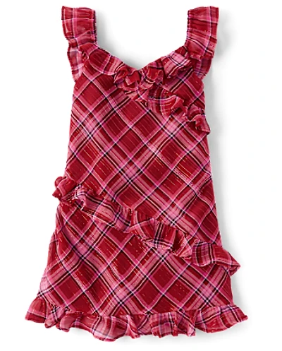 Girls Plaid Chiffon Ruffle Dress