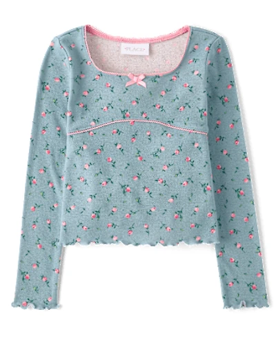 Girls Floral Pointelle Top