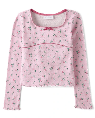Girls Floral Pointelle Top