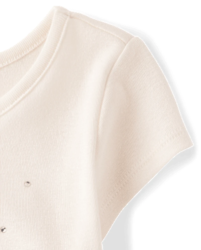 Girls Embellished Graphic Baby Tee