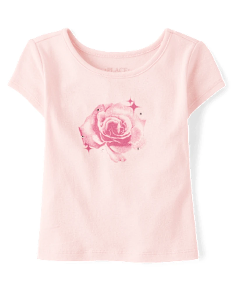 Girls Embellished Graphic Baby Tee