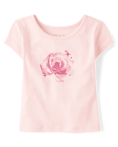 Girls Embellished Graphic Baby Tee