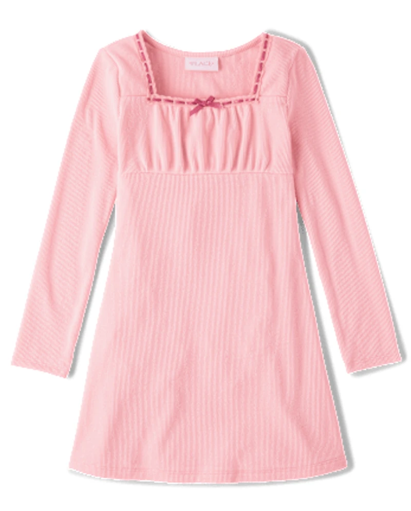 Robe droite côtelée en suède pour fille