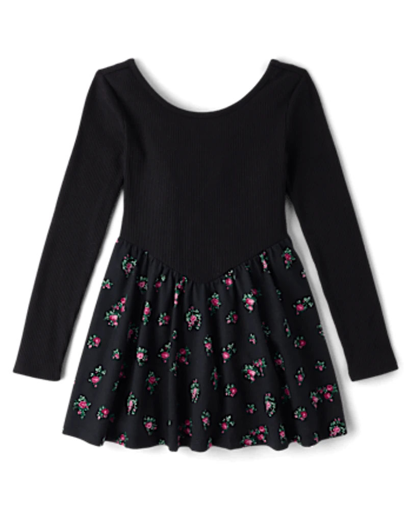 Girls Floral V-Waist Dress