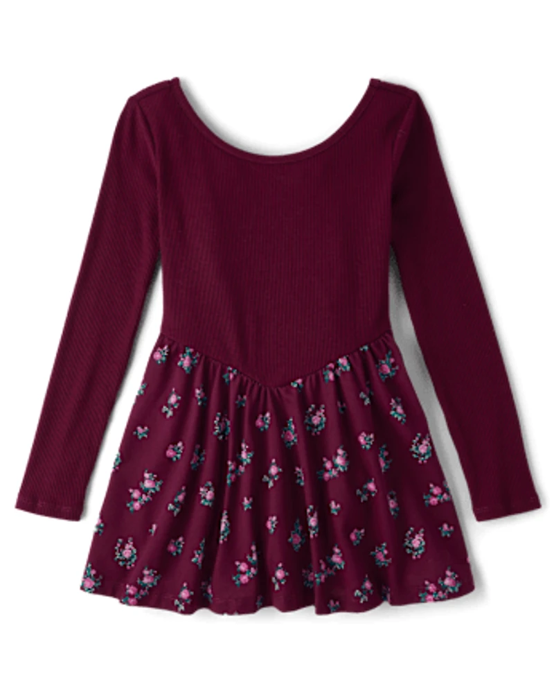 Girls Floral V-Waist Dress