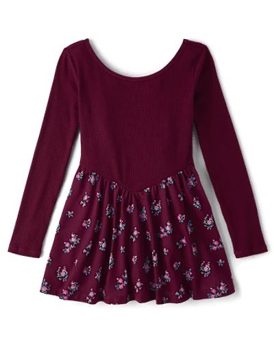 Girls Floral V-Waist Dress
