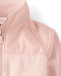 Girls Contrast Microfleece Zip Up Jacket