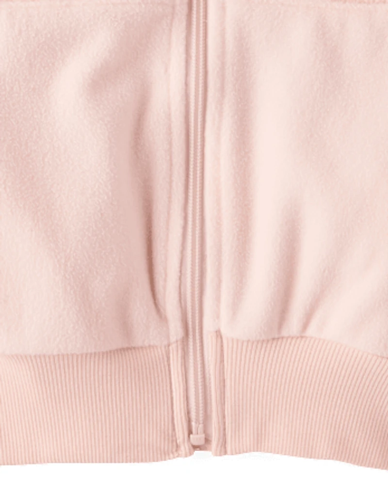 Girls Contrast Microfleece Zip Up Jacket