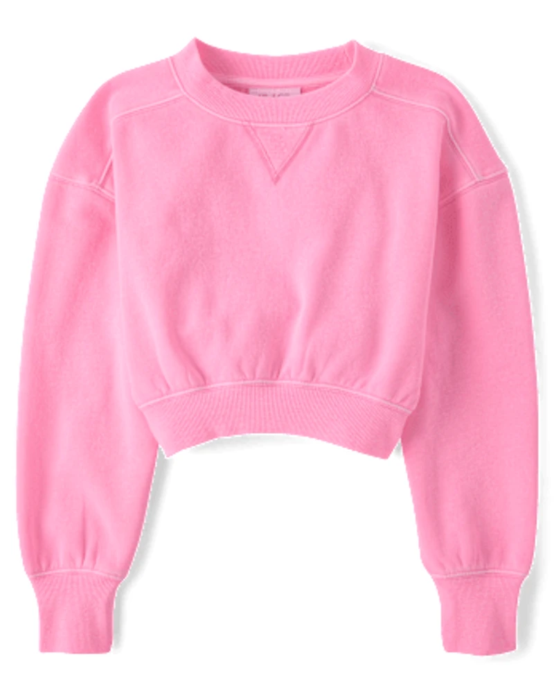 Girls Garment Dyed Premium Fleece Sweatshirt