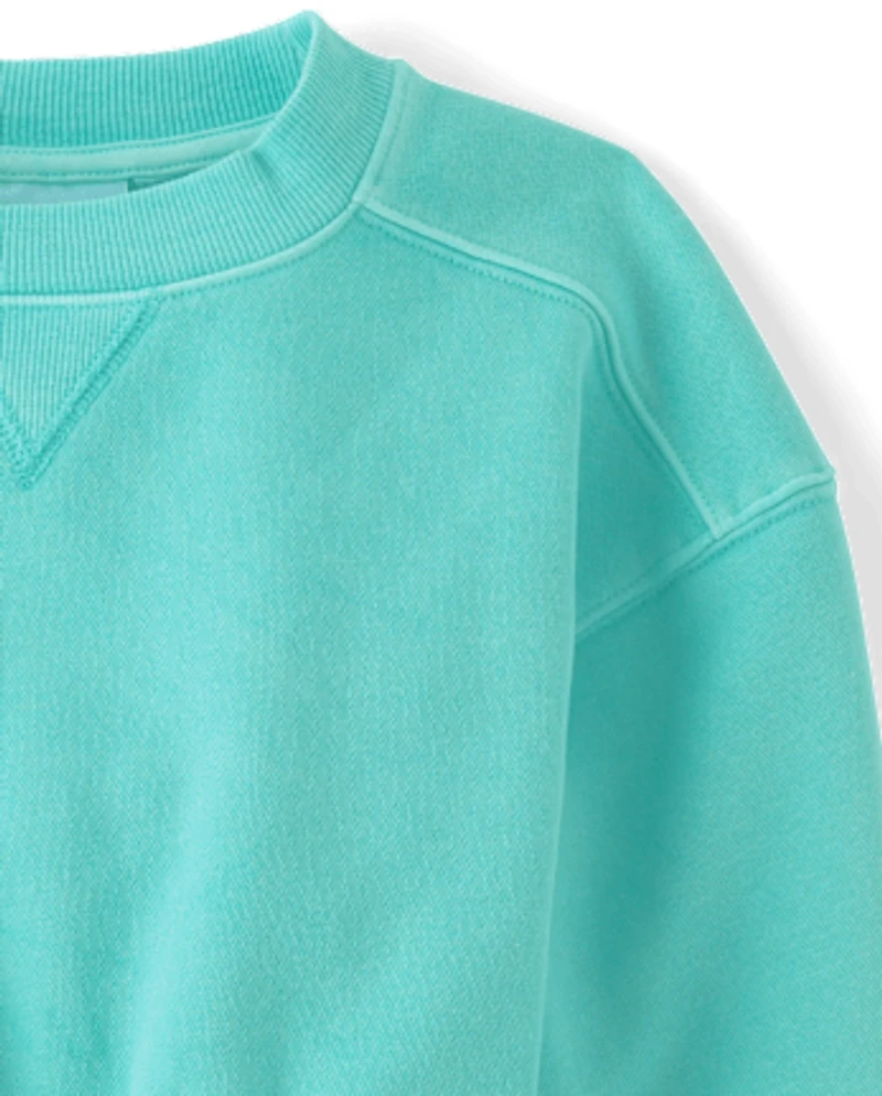 Girls Garment Dyed Premium Fleece Sweatshirt