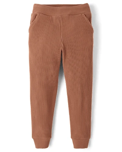 Girls Plush Rib Jogger Pants