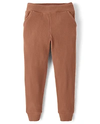 Girls Plush Rib Jogger Pants