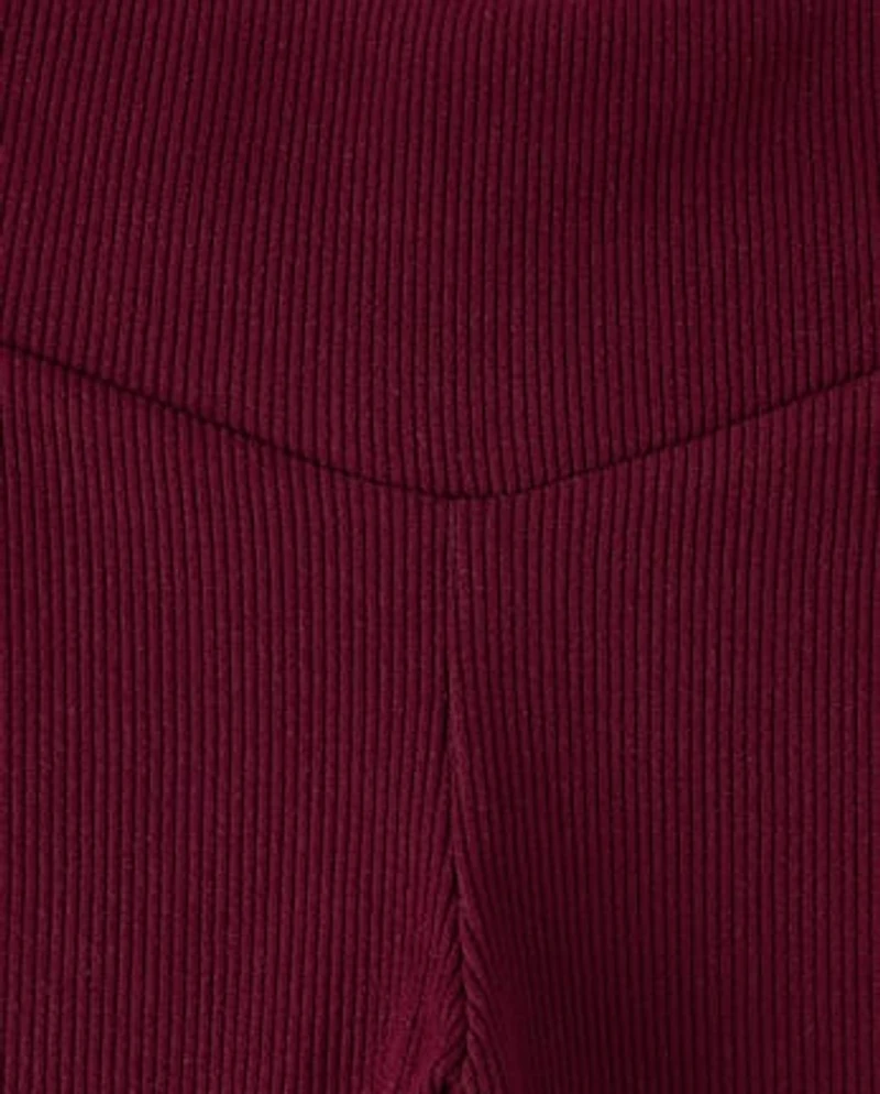 Girls Sueded Rib Flare Leggings