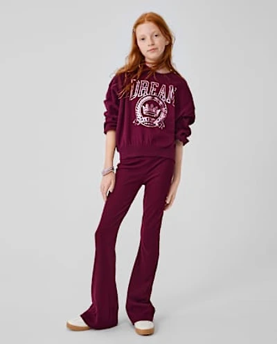 Girls Sueded Rib Flare Leggings