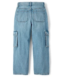 Girls Rhinestone Baggy Cargo Jeans