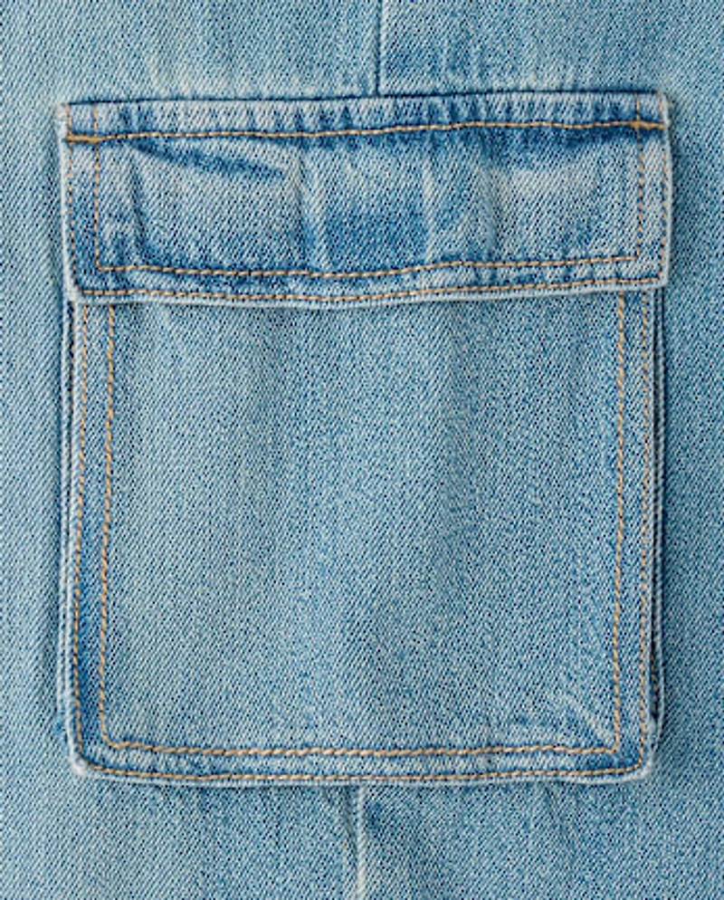 Jean cargo baggy à strass pour fille
