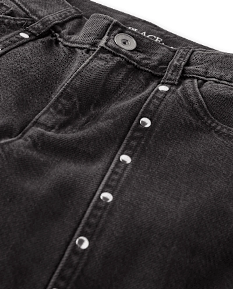 Girls Studded Seam Slouchy Jeans