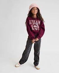 Jean ample à coutures cloutées pour fille