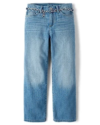 Girls Heart Belted Slouchy Jeans