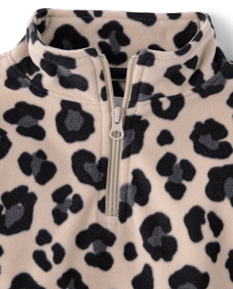 Girls Print Microfleece Half Zip Pullover