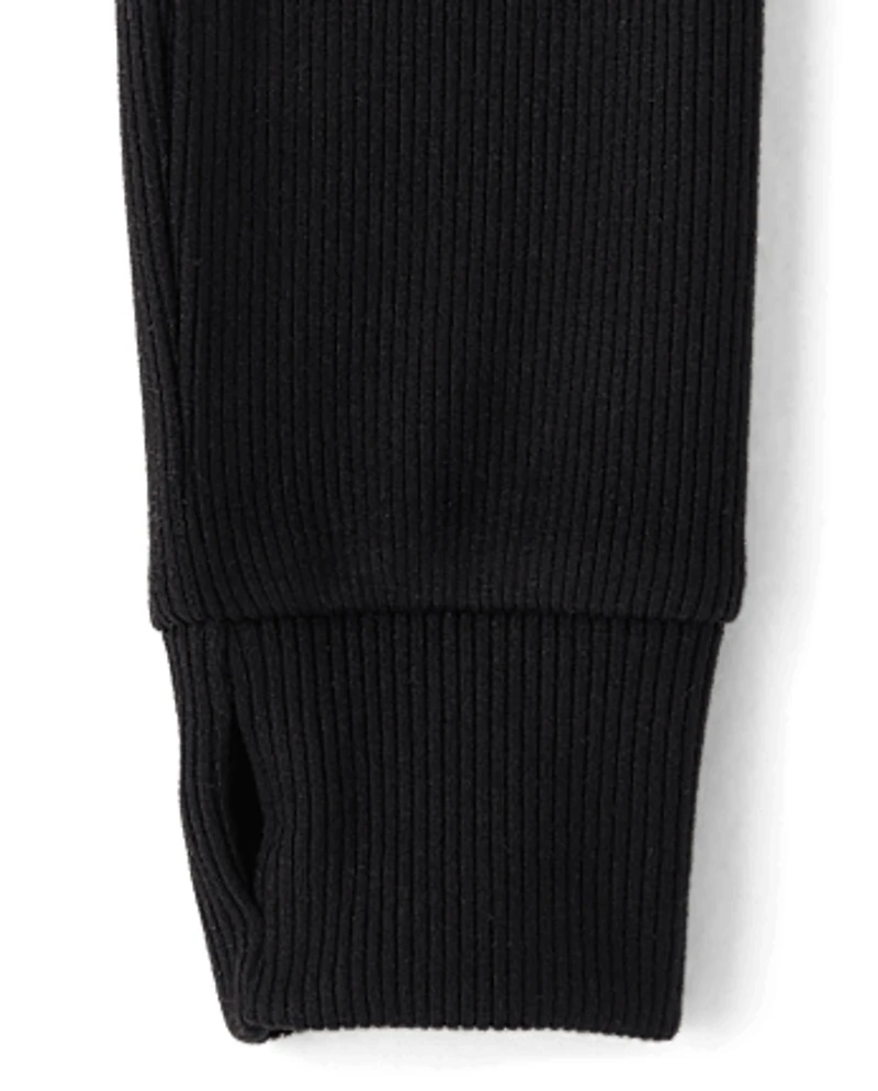 Haut Henley côtelé en suède pour fille