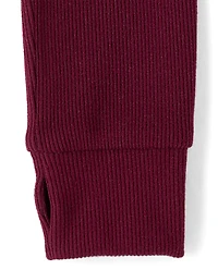 Girls Sueded Rib Henley Top