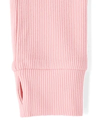 Girls Sueded Rib Henley Top