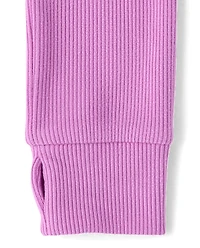 Girls Sueded Rib Henley Top