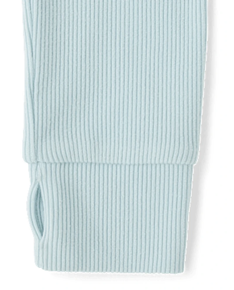 Girls Sueded Rib Henley Top