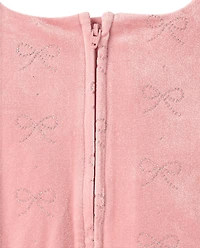 Girls Glitter Bow Velour Bubble Dress