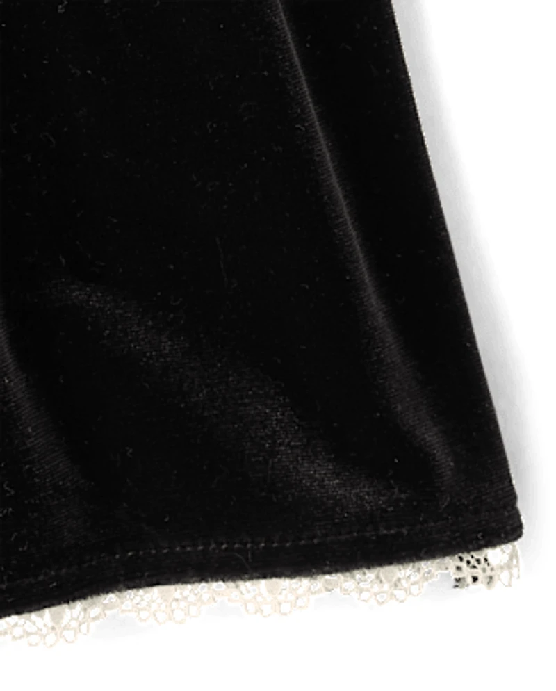 Ensemble 2 pièces en velours à smocks pour fille