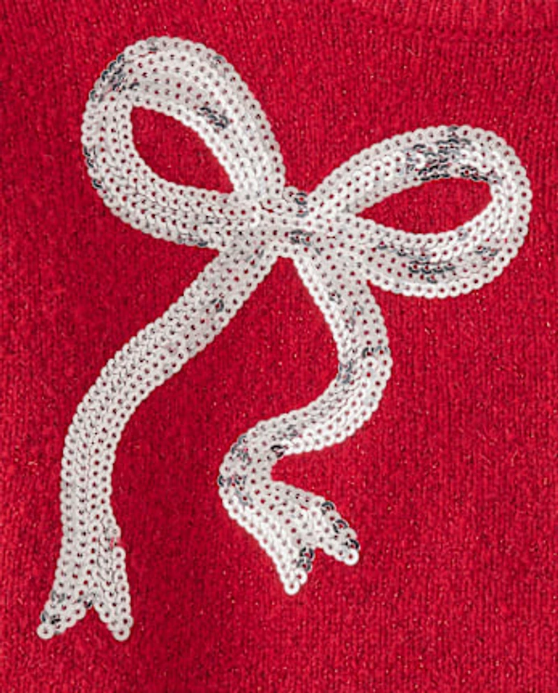 Girls Sequin Bow Sweater