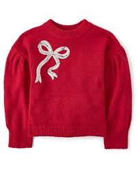 Girls Sequin Bow Sweater