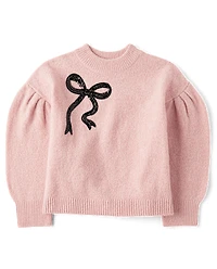 Girls Sequin Bow Sweater