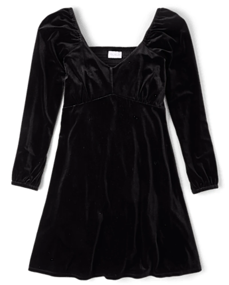 Womens Mommy And Me Velour Babydoll Dress