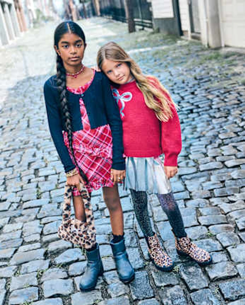 Girls Metallic Pleated Skirt