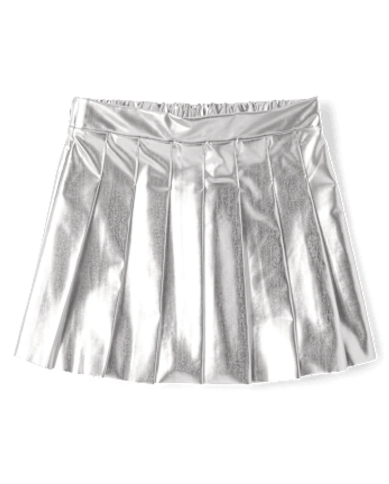 Girls Metallic Pleated Skirt