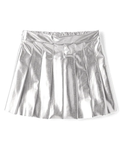 Girls Metallic Pleated Skirt