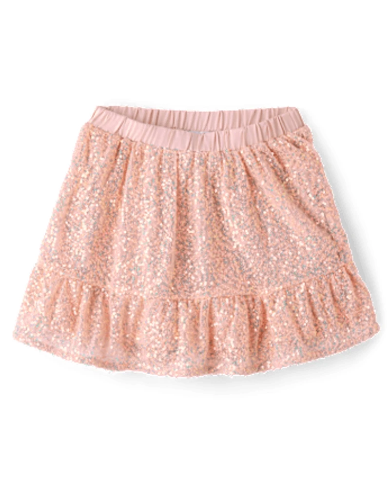 Girls Sequin Tiered Skirt