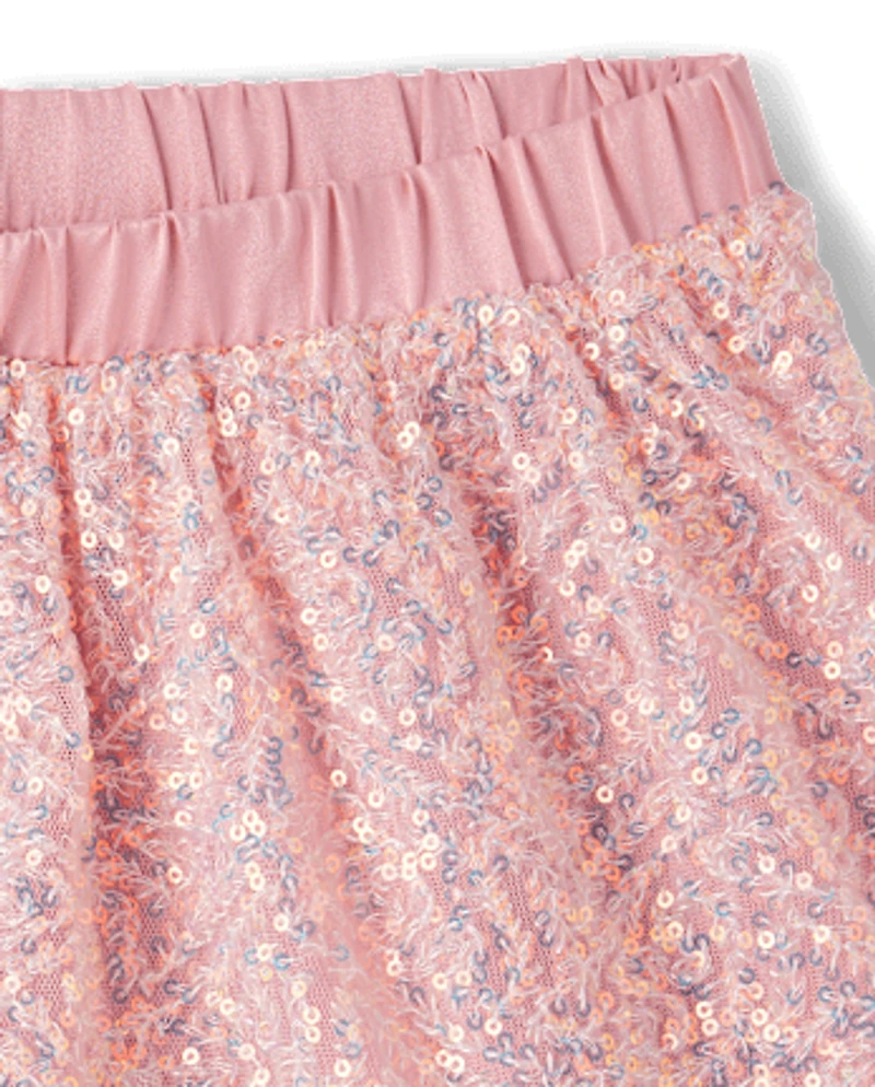 Girls Sequin Tiered Skirt