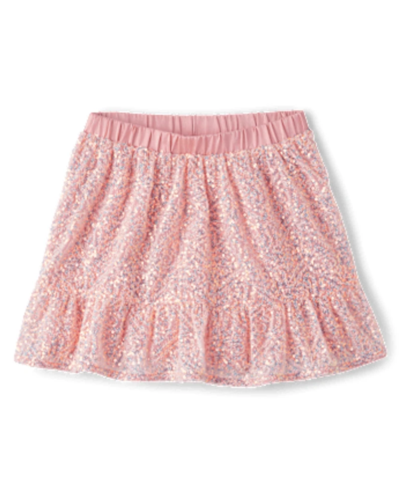Girls Sequin Tiered Skirt