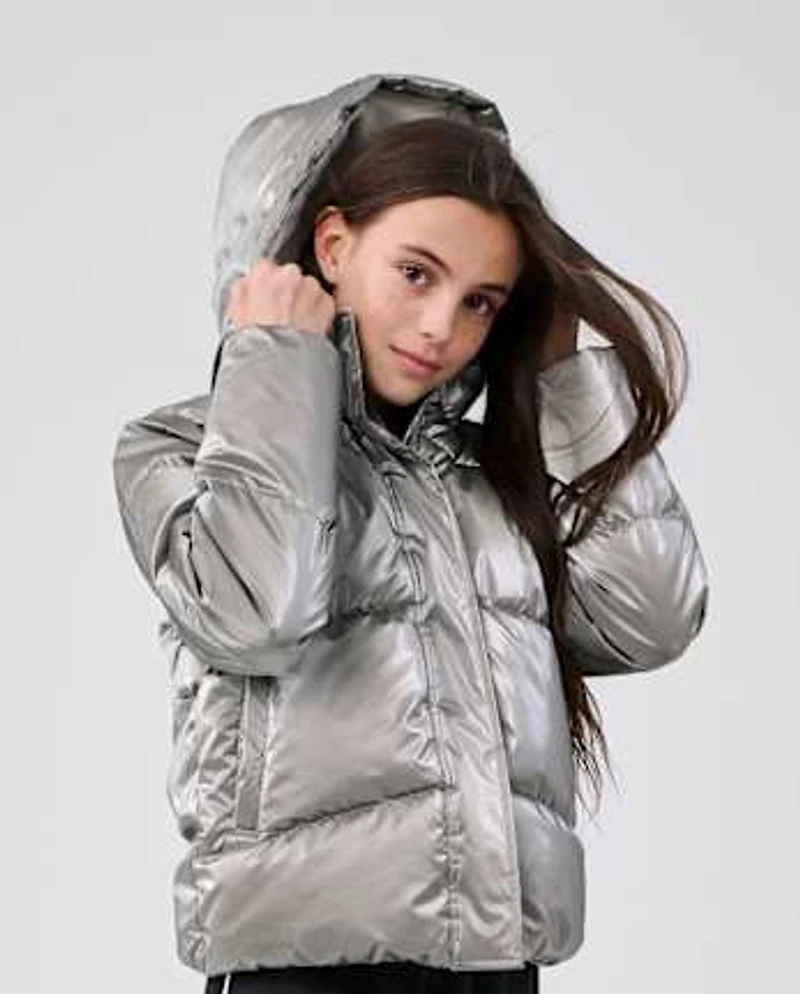 Girls High Shine Microfleece Lined Puffer Jacket